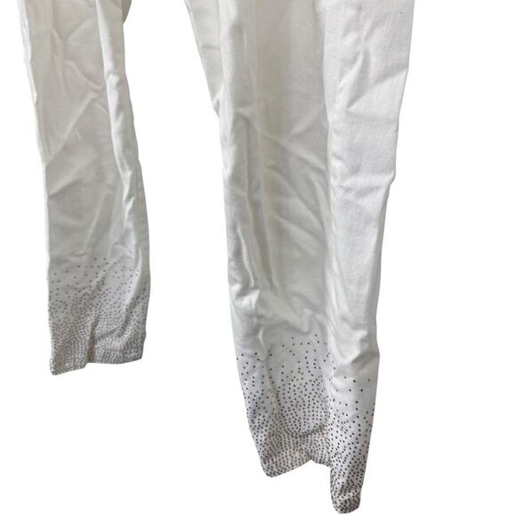 Soft Surroundings Womens White Studded Pull On Elastic Waist Stretch Pants sz L - Picture 8 of 16